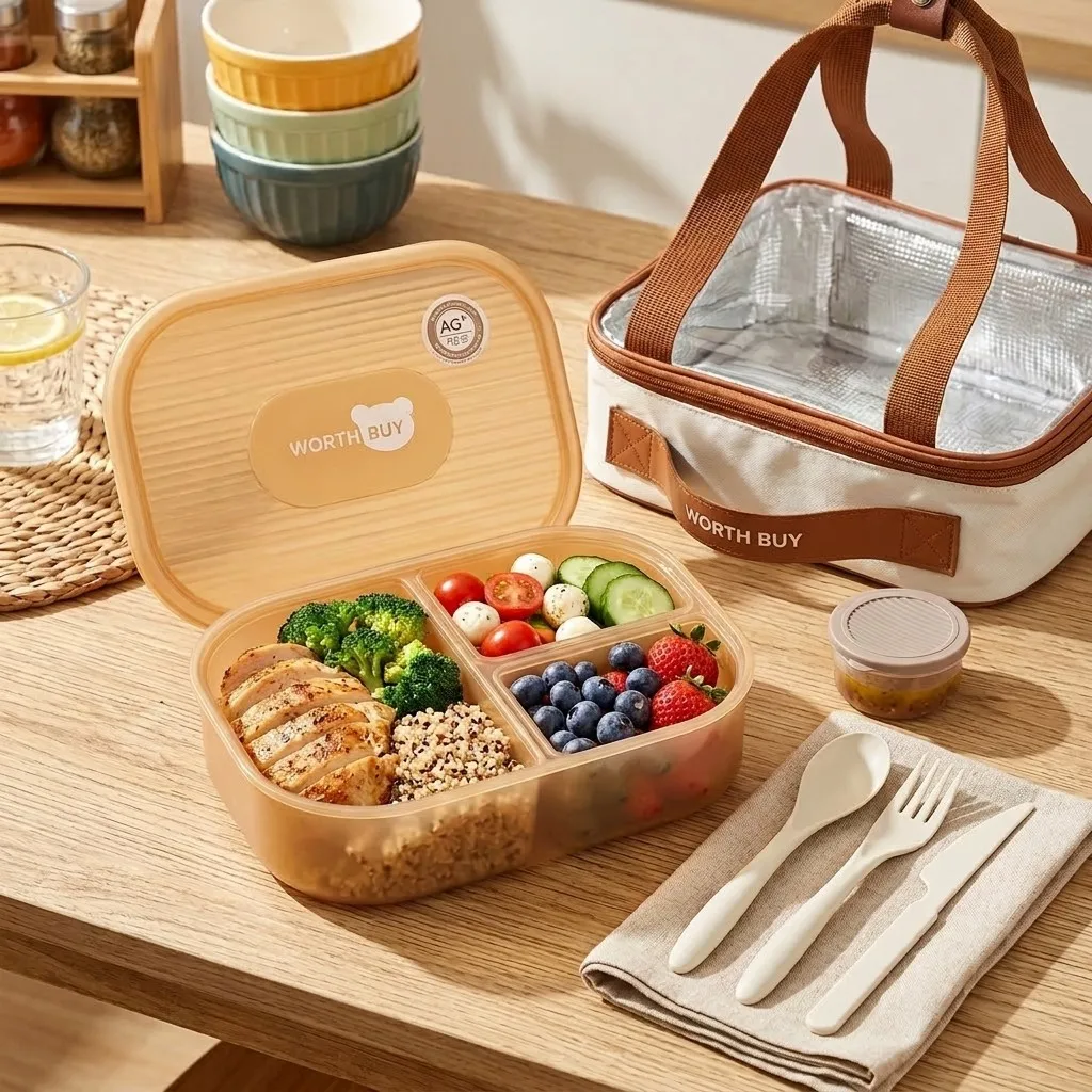 칸막이가 있는 플라스틱 도시락통, 3칸 분리형, 어린이 - Meal Prep Or Prep Meal 리뷰 및 가격