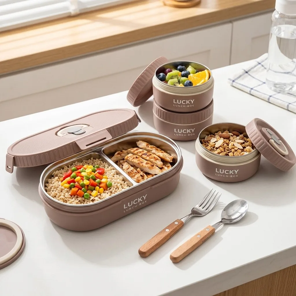 304 스테인리스 스틸 소재의 보온 도시락 세트, 분리 - Meal Prep Bowl 리뷰 및 가격