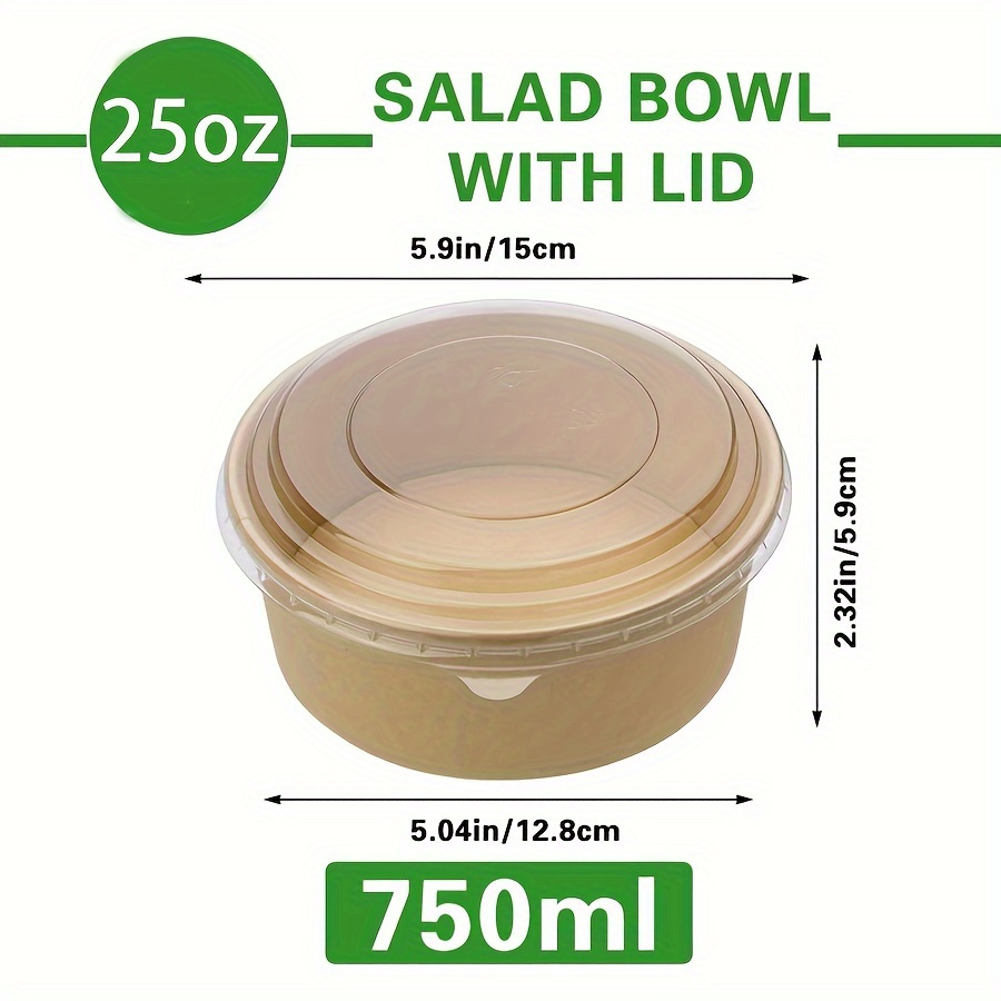 25온스/750ml 25/50팩 종이 그릇 뚜껑 포함, - Meal Prep Bowl 리뷰 및 가격